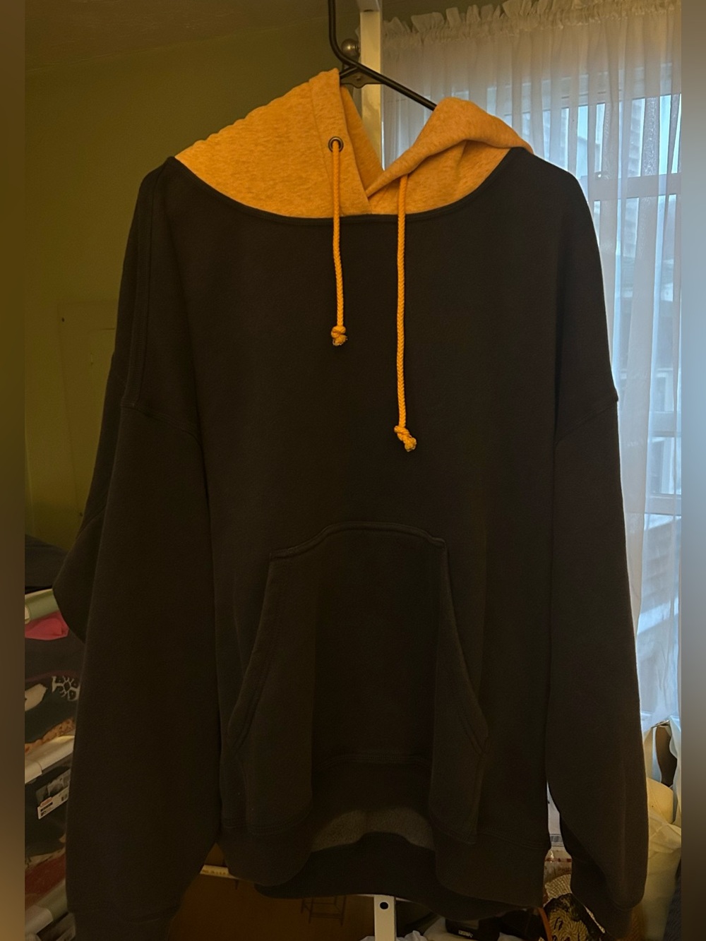 Free People Final Call Colorblock Hoodie in Midnight Navy & orange